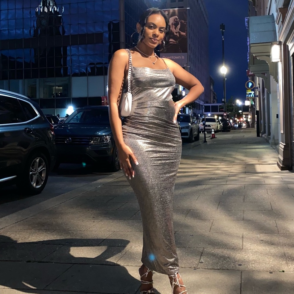 SILVER Metallic dress (shown in purple)
